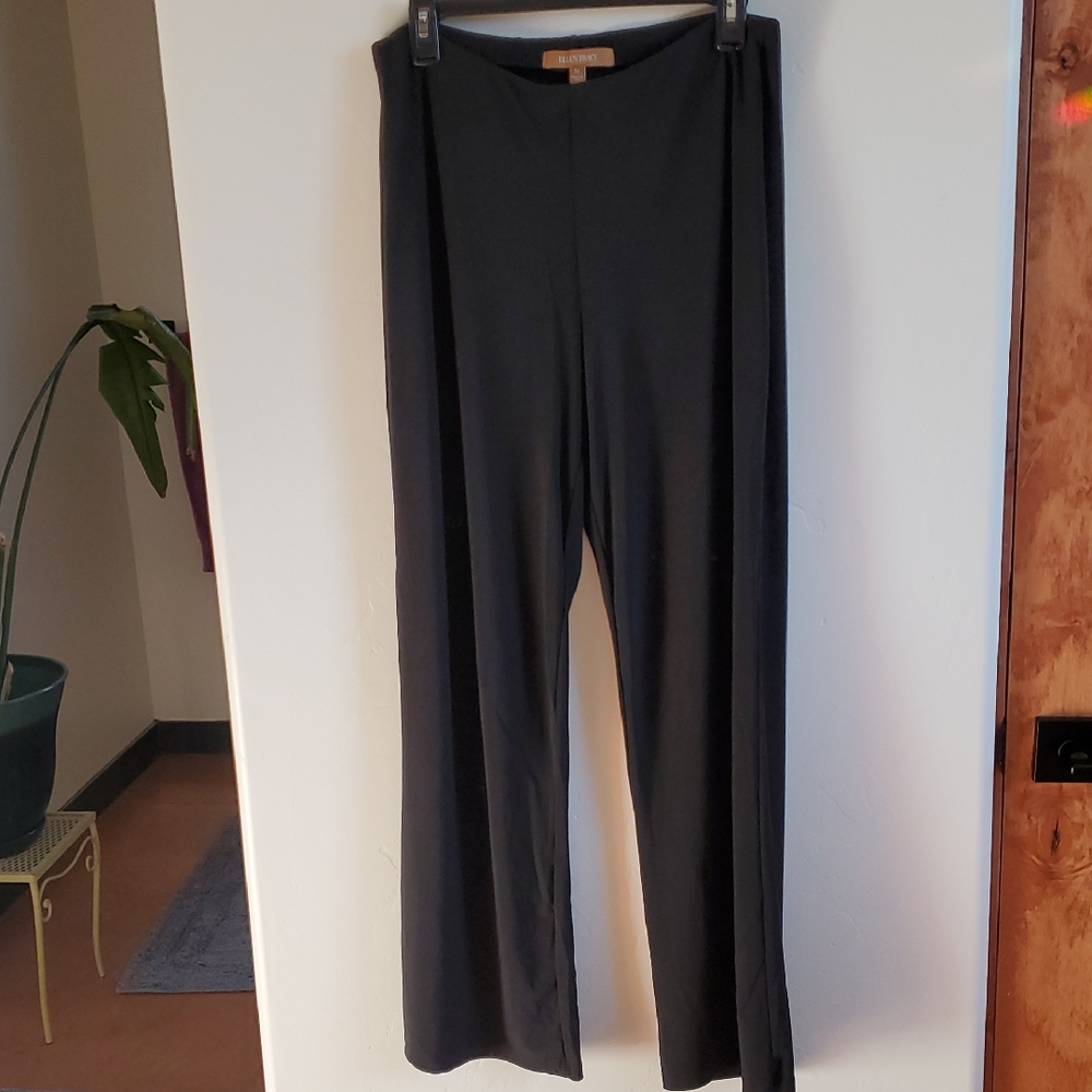 Black Stretch Pull-on Pants Wide Leg Sz Medium